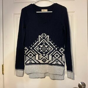 Navy and Gray Patterned Sweater